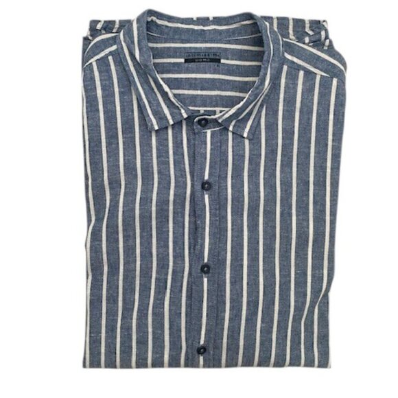 INTIMISSIMI Uomo Blue Striped Linen/Cotton Button Up Shirt XL - Picture 1 of 15